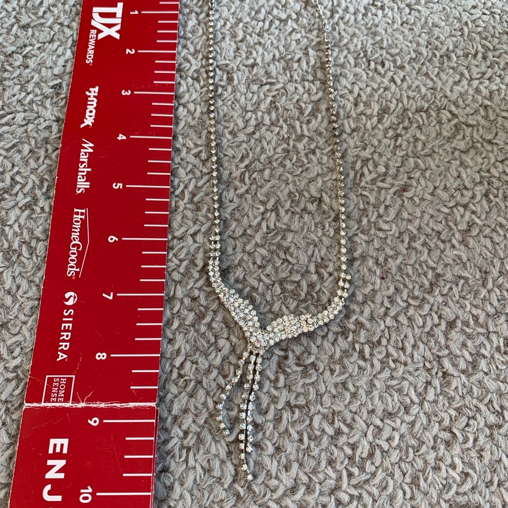 Vintage Rhinestone Waterfall Lariat Necklace - Picture 7 of 7